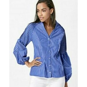 Anthropologie Belle Vere Pleated Striped Blouse